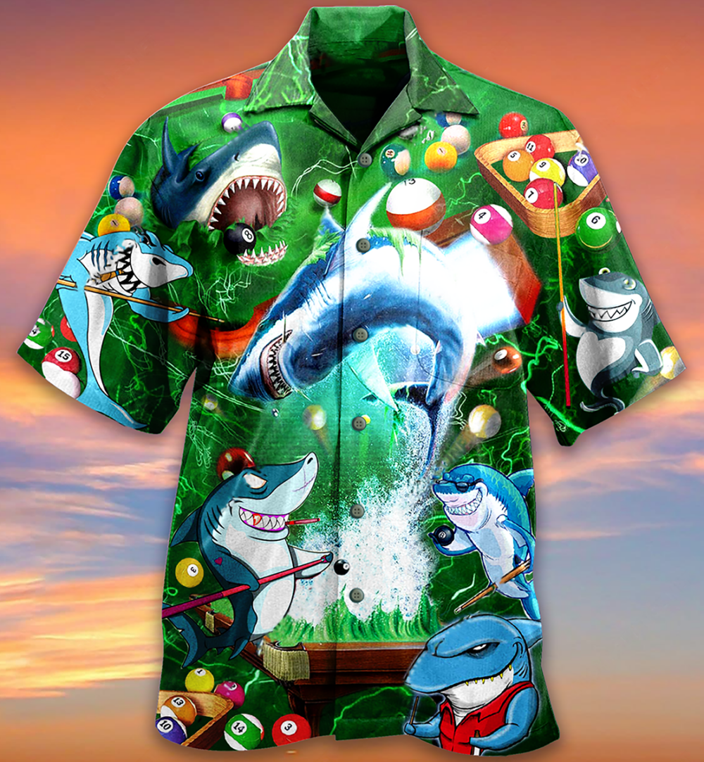 Shark It Takes Lots Of Balls To Play Pool Cool - Hawaiian Shirt - Owl Ohh - Owl Ohh