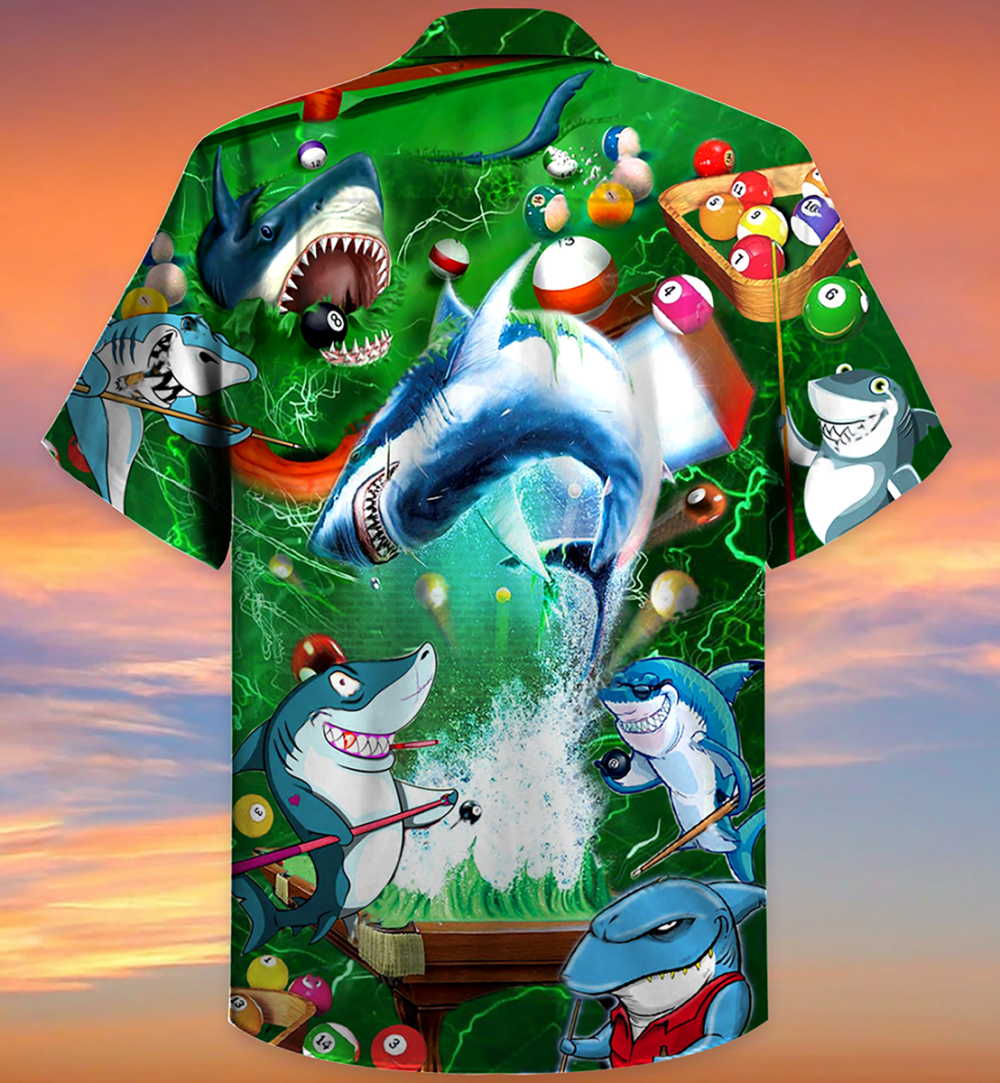 Shark It Takes Lots Of Balls To Play Pool Cool - Hawaiian Shirt - Owl Ohh - Owl Ohh