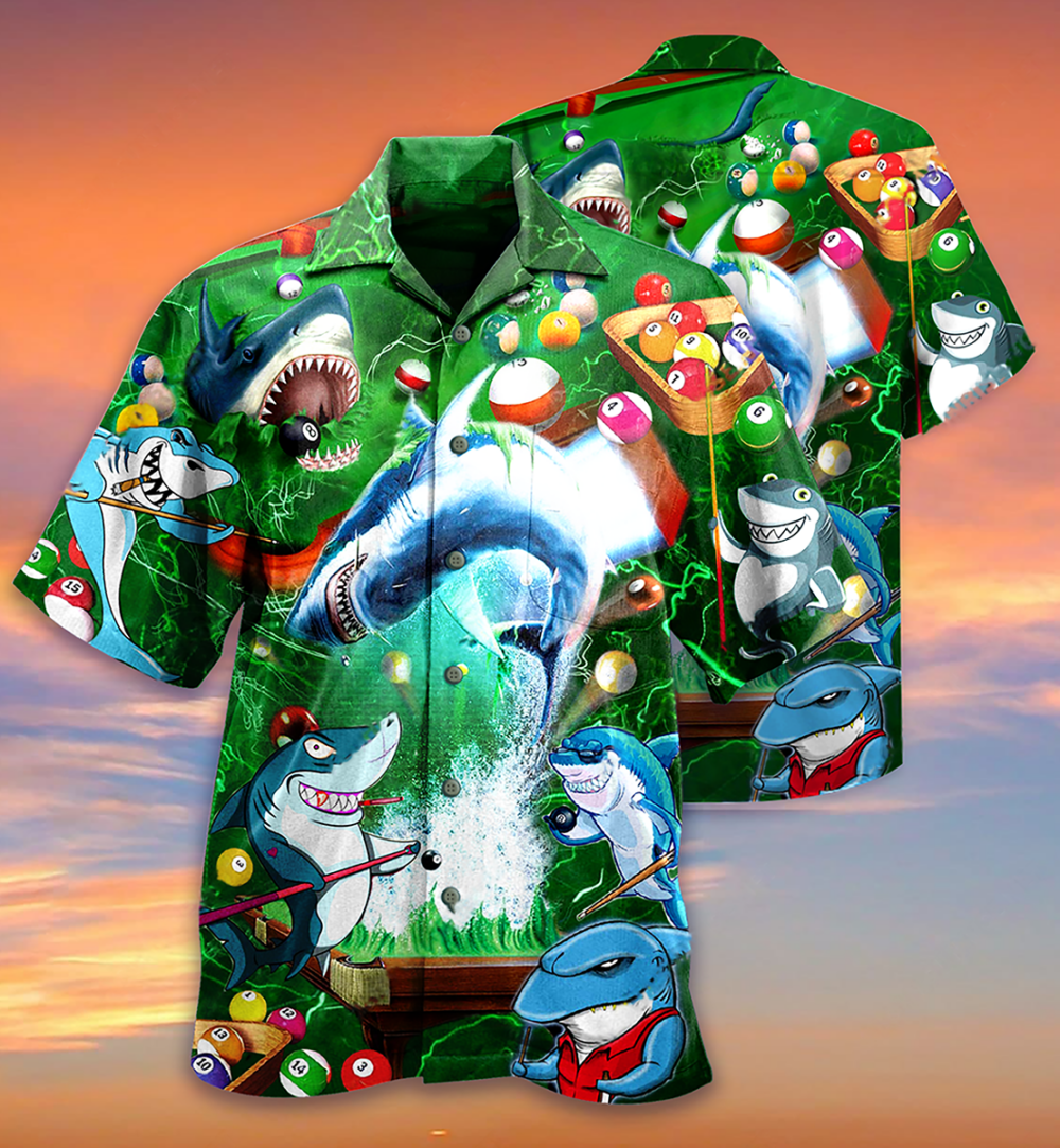 Shark It Takes Lots Of Balls To Play Pool Cool - Hawaiian Shirt - Owl Ohh - Owl Ohh