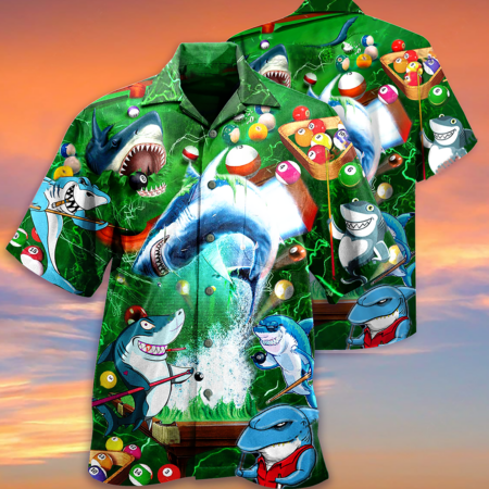 Shark It Takes Lots Of Balls To Play Pool Cool - Hawaiian Shirt - Owl Ohh - Owl Ohh