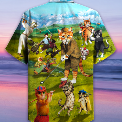 Golf Cats That What I Do I Play Golf And I Know Thing - Hawaiian Shirt - Owl Ohh - Owl Ohh