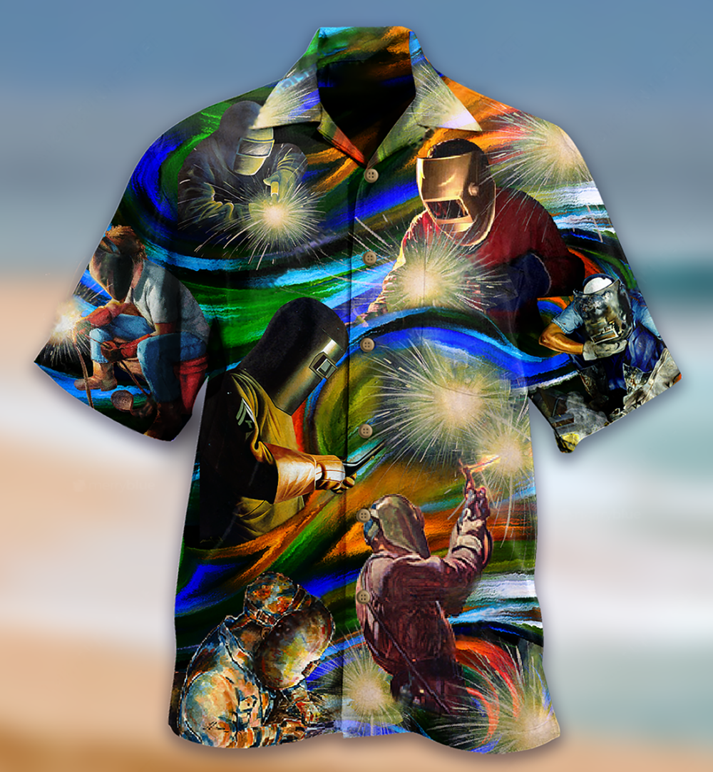 Welder Yes I Know I Am On Fire, Let Me Finish This Weld - Hawaiian Shirt - Owl Ohh - Owl Ohh