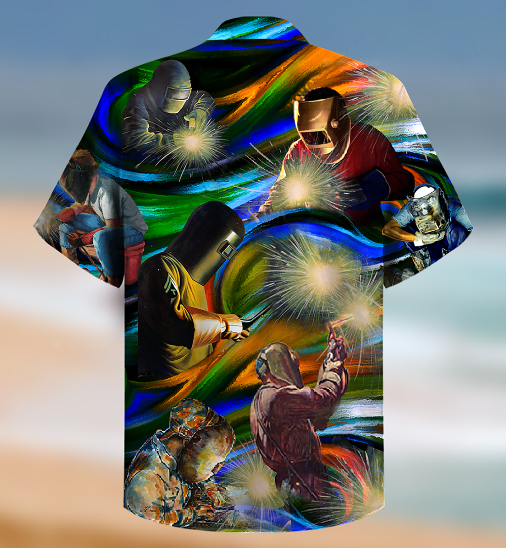 Welder Yes I Know I Am On Fire, Let Me Finish This Weld - Hawaiian Shirt - Owl Ohh - Owl Ohh