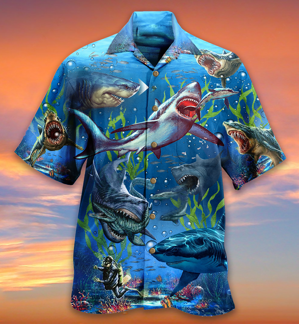 Shark What If Megalodon Was Alive - Hawaiian Shirt - Owl Ohh - Owl Ohh