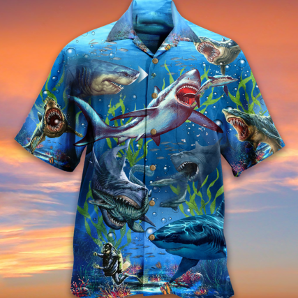 Shark What If Megalodon Was Alive - Hawaiian Shirt - Owl Ohh - Owl Ohh