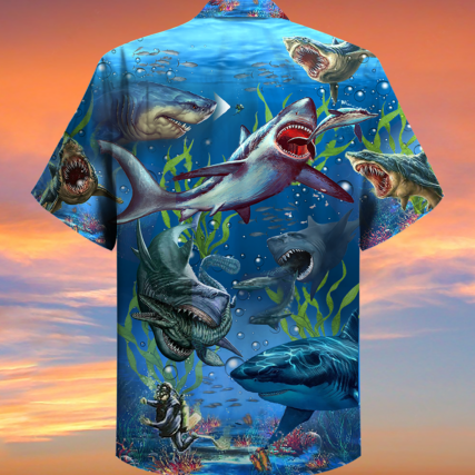 Shark What If Megalodon Was Alive - Hawaiian Shirt - Owl Ohh - Owl Ohh