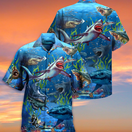 Shark What If Megalodon Was Alive - Hawaiian Shirt - Owl Ohh - Owl Ohh