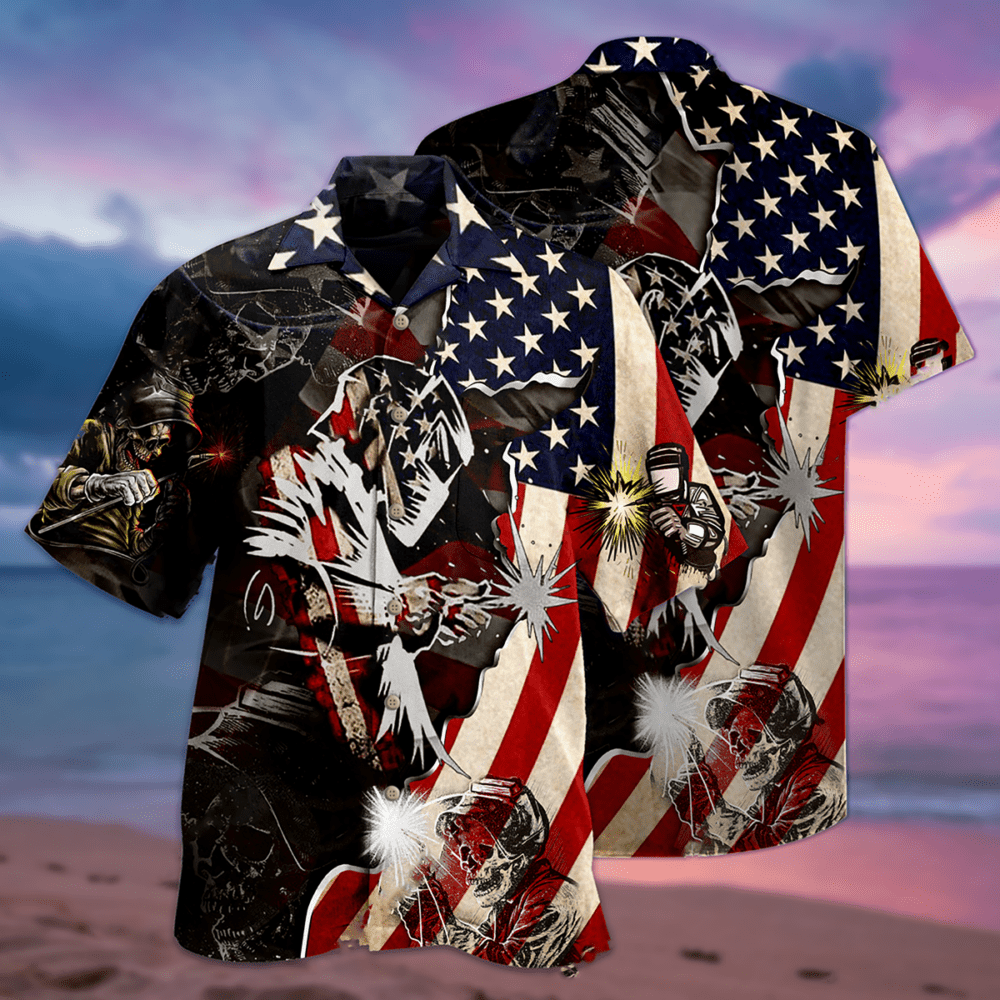 Welder Patriotic - Hawaiian Shirt - Owl Ohh - Owl Ohh