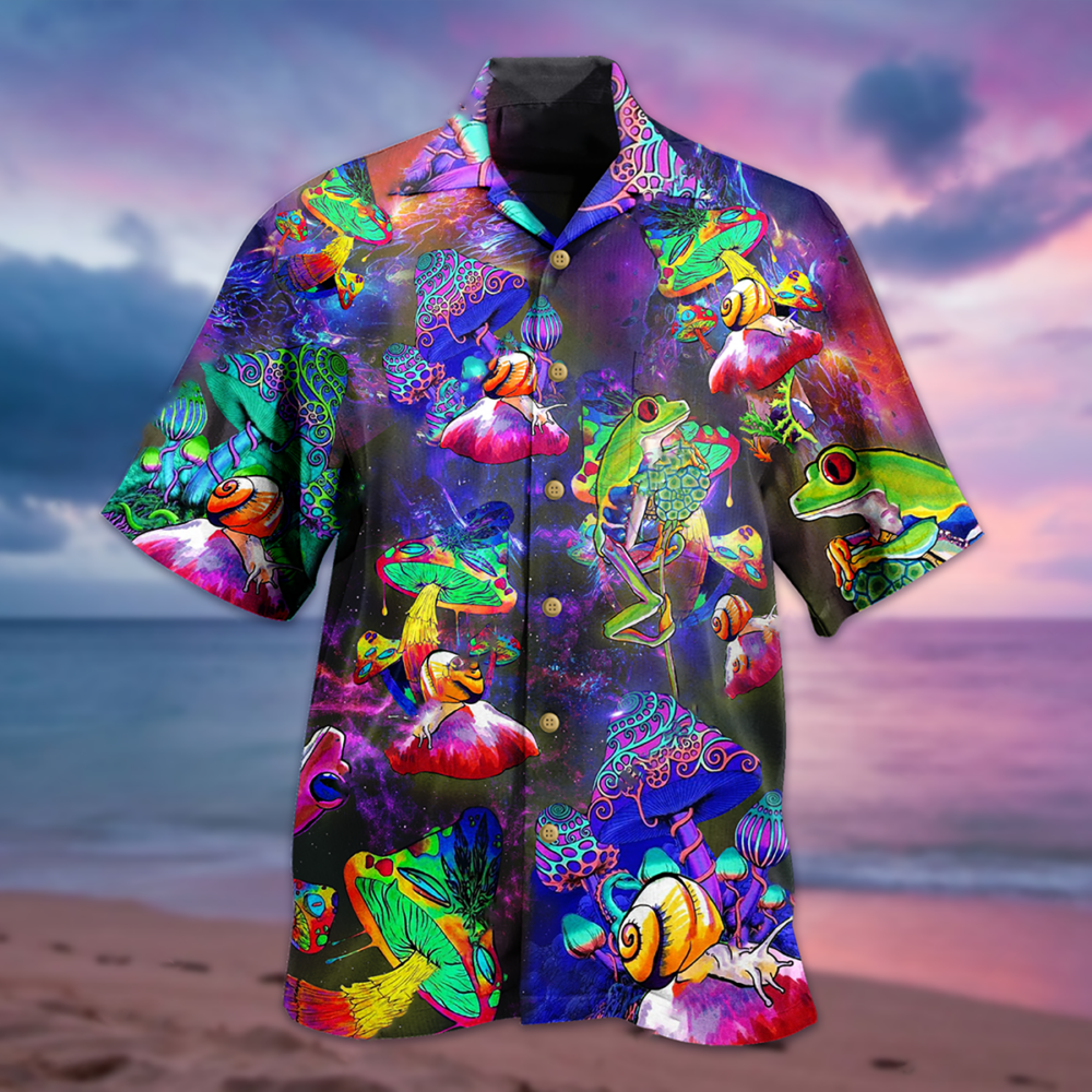 Frog Colorful Galaxy Mushroom - Hawaiian Shirt - Owl Ohh - Owl Ohh