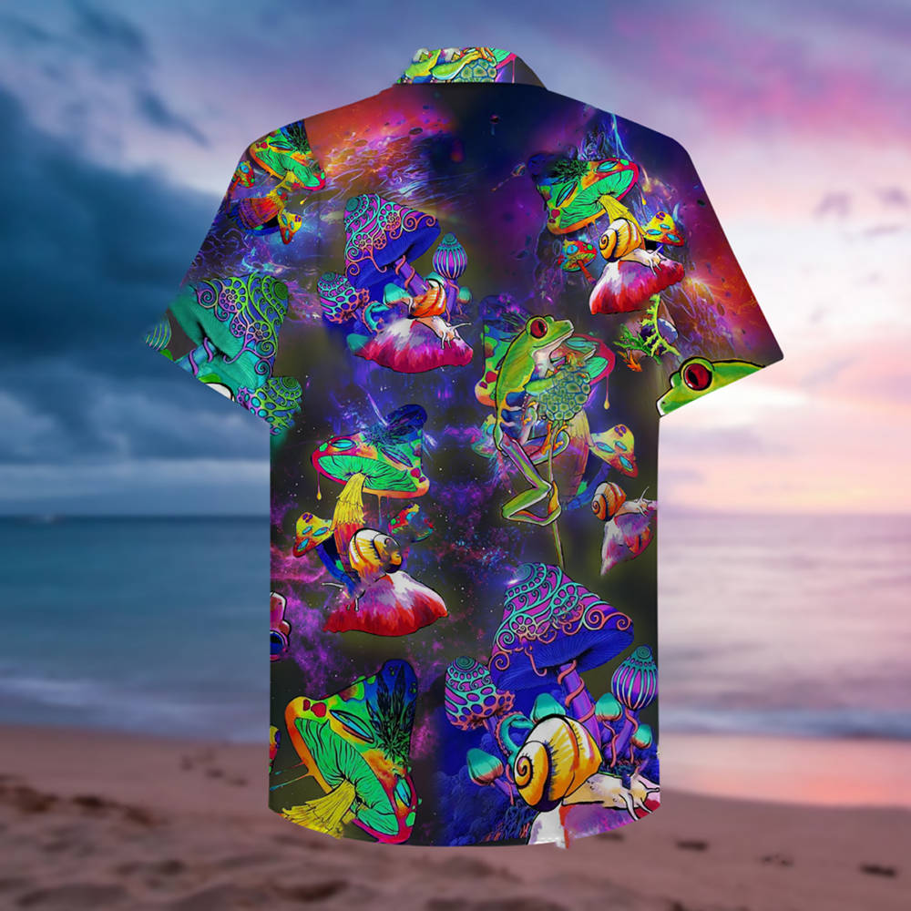 Frog Colorful Galaxy Mushroom - Hawaiian Shirt - Owl Ohh - Owl Ohh