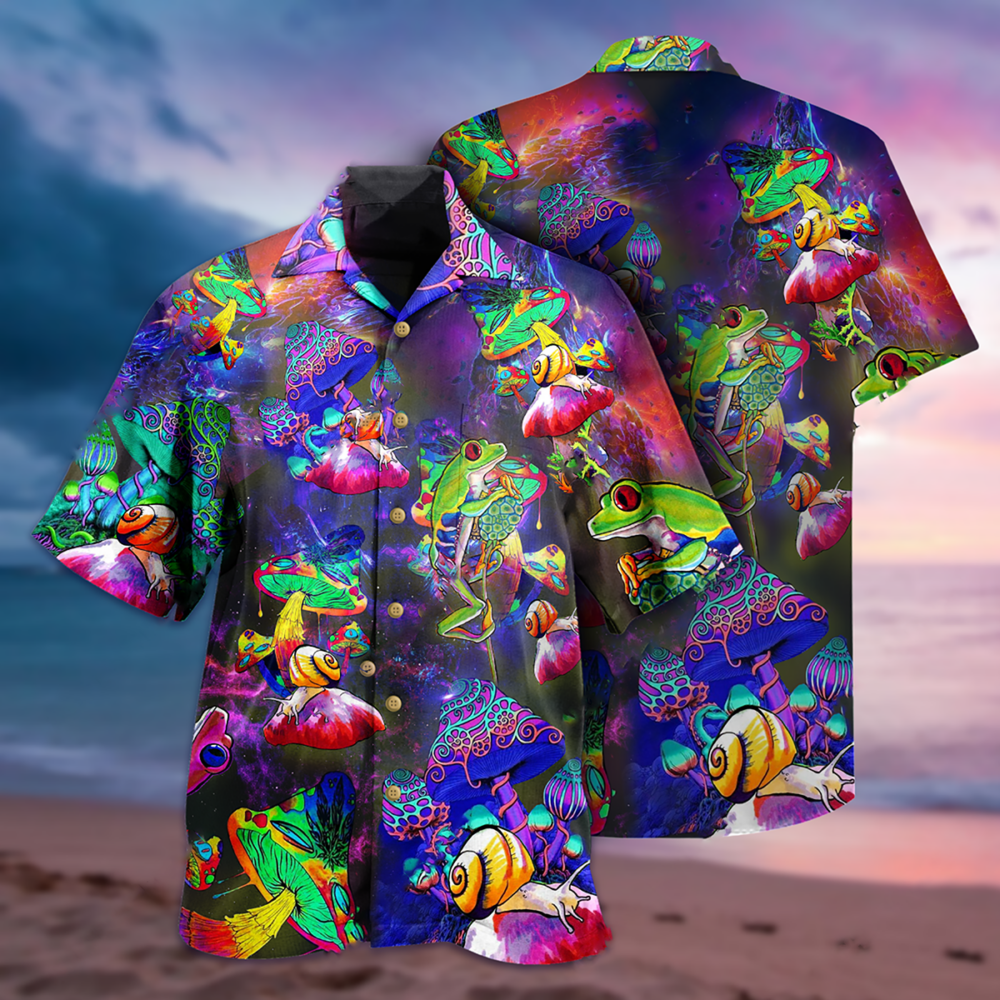 Frog Colorful Galaxy Mushroom - Hawaiian Shirt - Owl Ohh - Owl Ohh