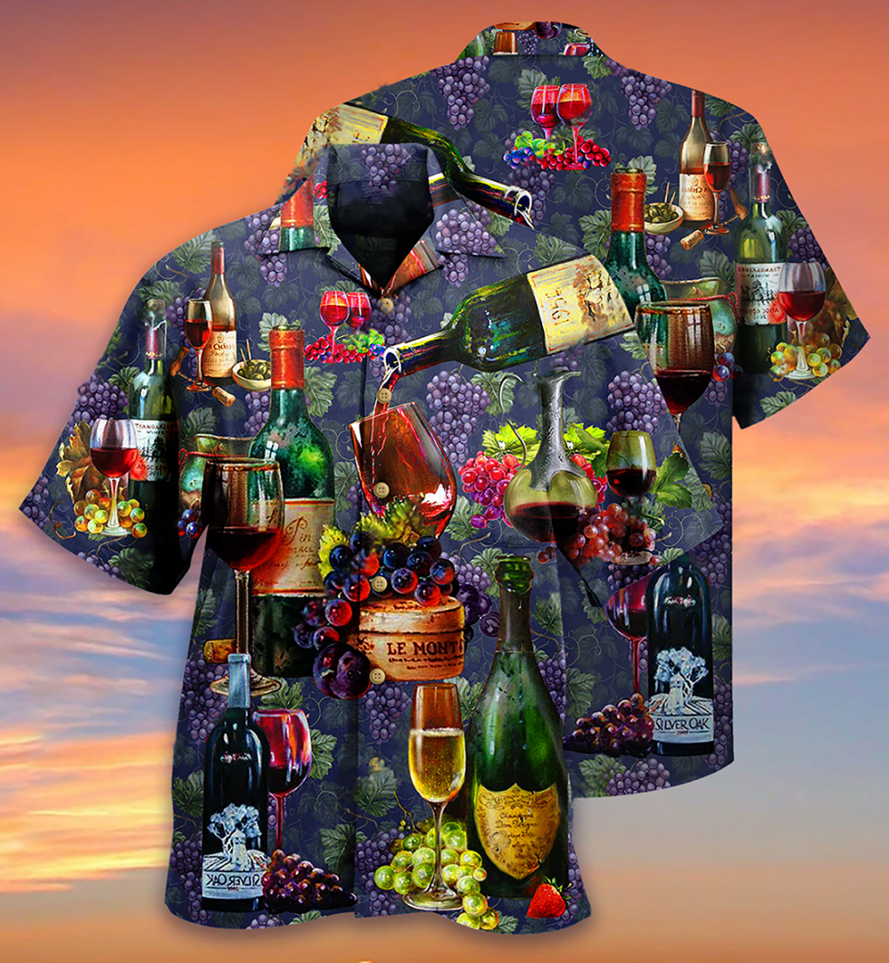 Wine Life Is Better With A Glass Of Wine Grape - Hawaiian Shirt - Owl Ohh - Owl Ohh