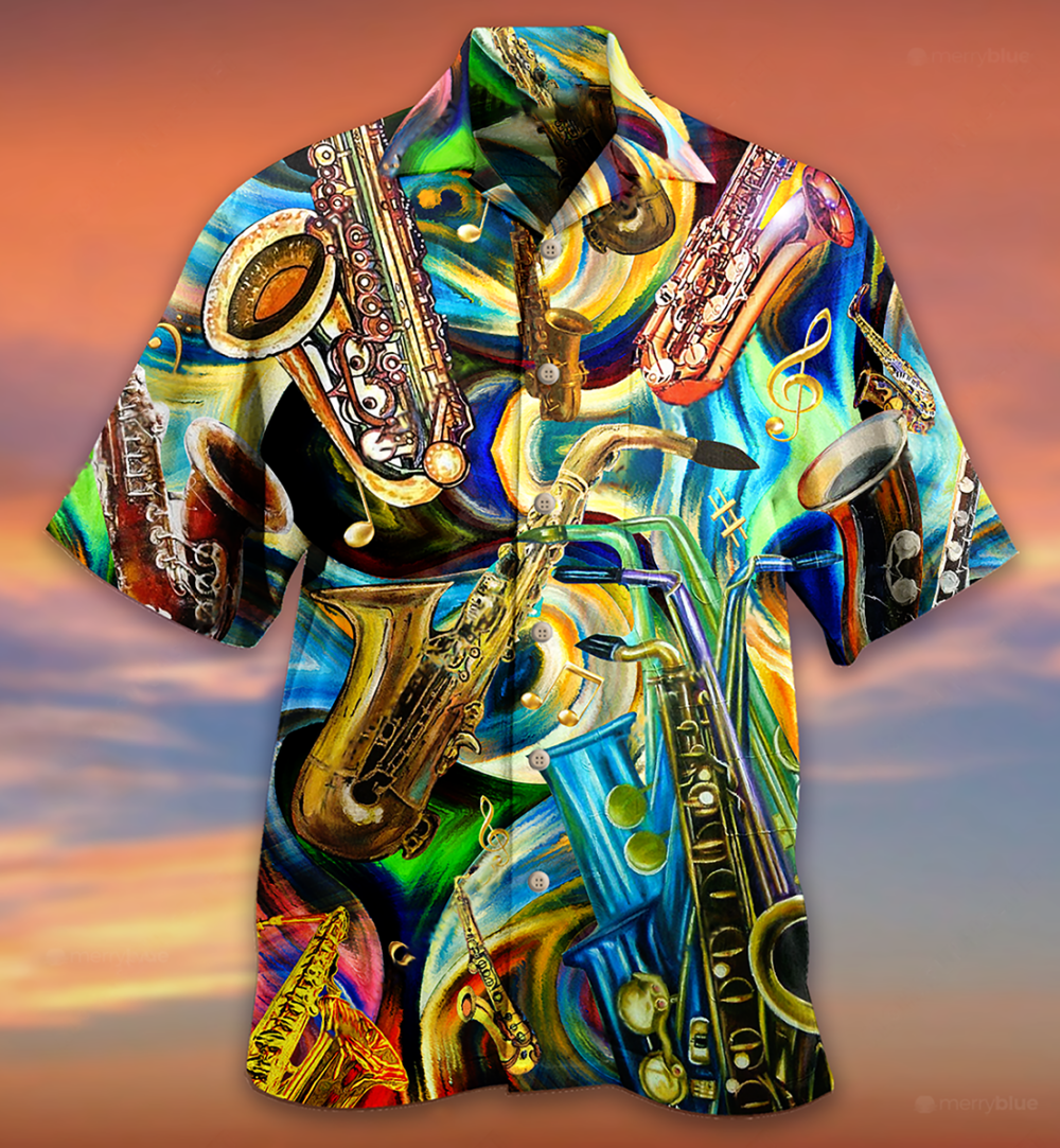 Saxophone Music Saxophone Is My Second Language - Hawaiian Shirt - Owl Ohh - Owl Ohh