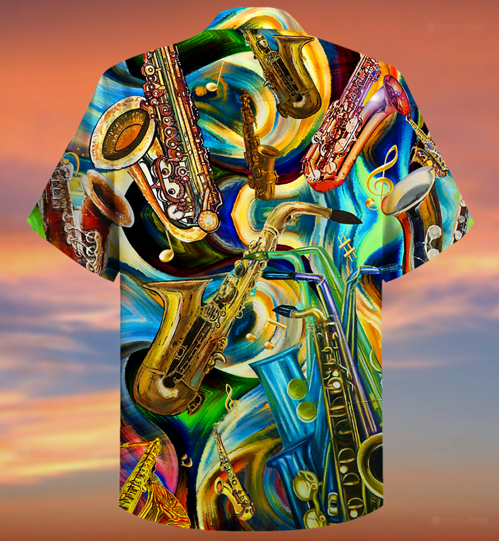 Saxophone Music Saxophone Is My Second Language - Hawaiian Shirt - Owl Ohh - Owl Ohh