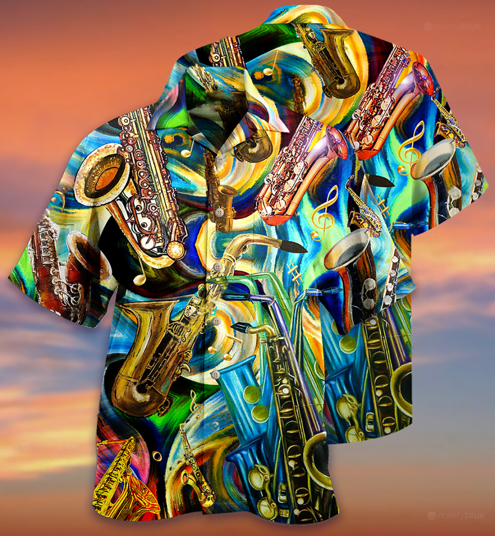 Saxophone Music Saxophone Is My Second Language - Hawaiian Shirt - Owl Ohh - Owl Ohh