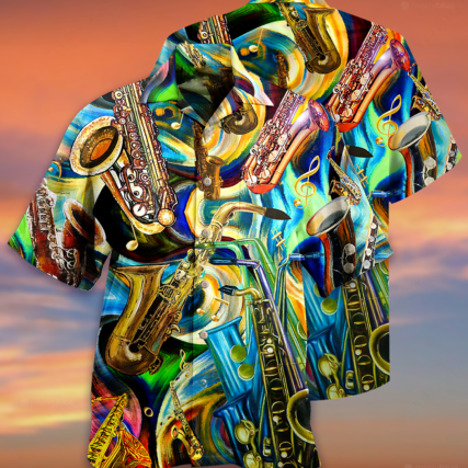 Saxophone Music Saxophone Is My Second Language - Hawaiian Shirt - Owl Ohh - Owl Ohh
