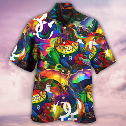 LGBT D20 Dice Dragon Style - Hawaiian Shirt - Owl Ohh for men and women, kids - Owl Ohh