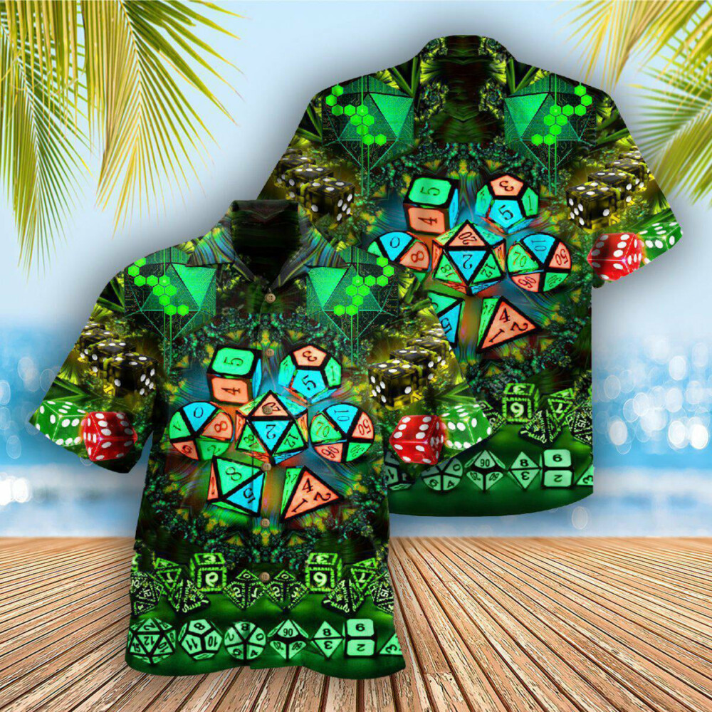 D20 Glowing Kaleidoscope Dice - Hawaiian Shirt - Owl Ohh - Owl Ohh