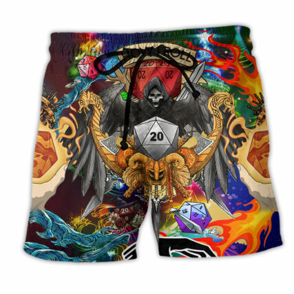 D20 Skull How I Roll Christmas Style Colors - Beach Short-Owl Ohh