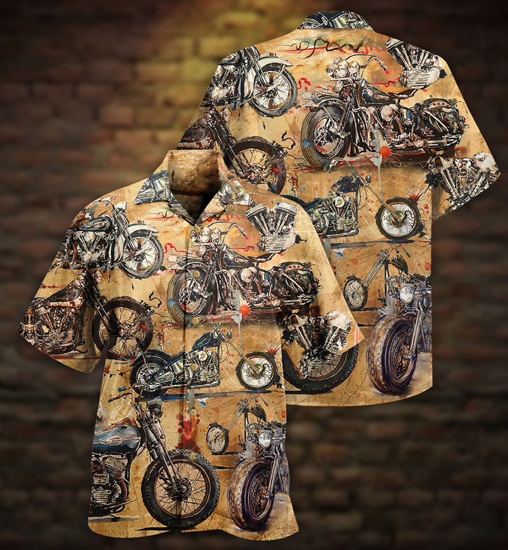 Motorcycle Vintage Style Ride And Live Today - Hawaiian Shirt - Owl Ohh - Owl Ohh