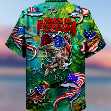 Fishing Hooked On Freedom America - Hawaiian Shirt - Owl Ohh - Owl Ohh