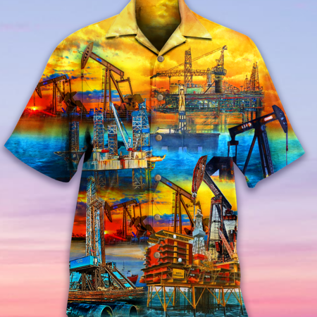 Oil Sunset At The Oil Field - Hawaiian Shirt - Owl Ohh - Owl Ohh