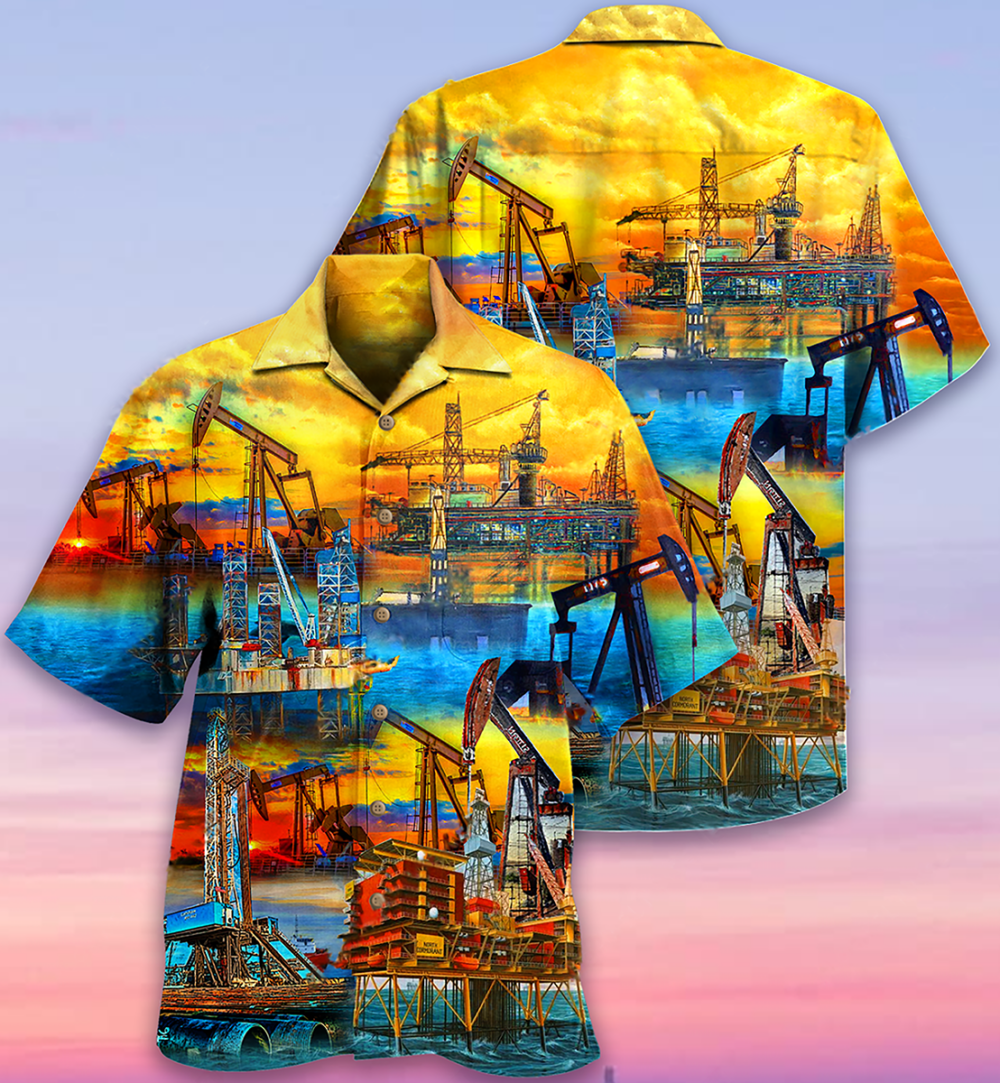Oil Sunset At The Oil Field - Hawaiian Shirt - Owl Ohh - Owl Ohh