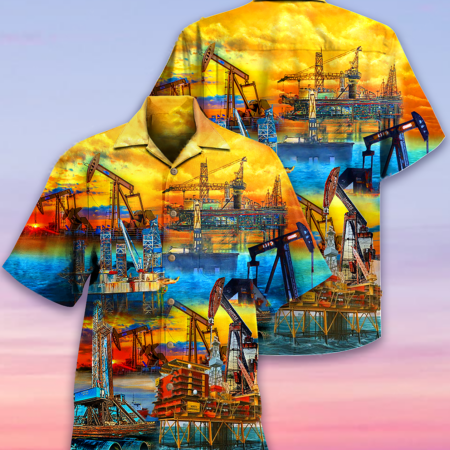 Oil Sunset At The Oil Field - Hawaiian Shirt - Owl Ohh - Owl Ohh