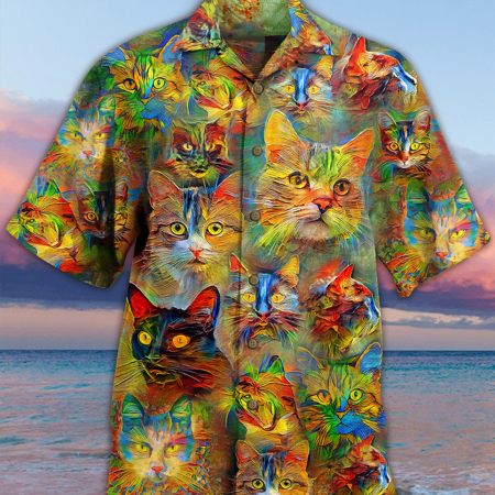 Cat Beautiful Colorful Painting - Hawaiian Shirt - Owl Ohh - Owl Ohh