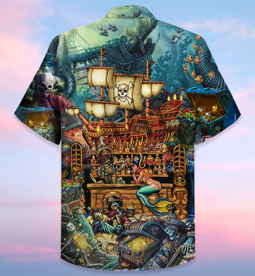 Skull Pirate Treasure Night On The Sea Style - Hawaiian Shirt - Owl Ohh - Owl Ohh
