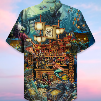 Skull Pirate Treasure Night On The Sea Style - Hawaiian Shirt - Owl Ohh - Owl Ohh