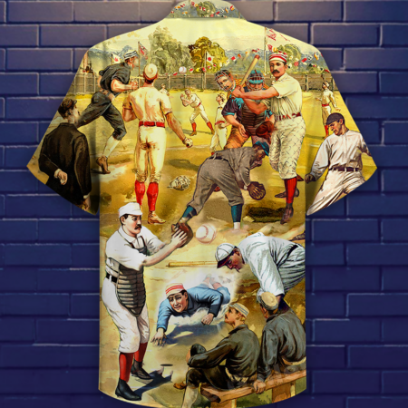 Baseball Hit Hard Run Fast Turn Left Vintage Style - Hawaiian Shirt - Owl Ohh - Owl Ohh