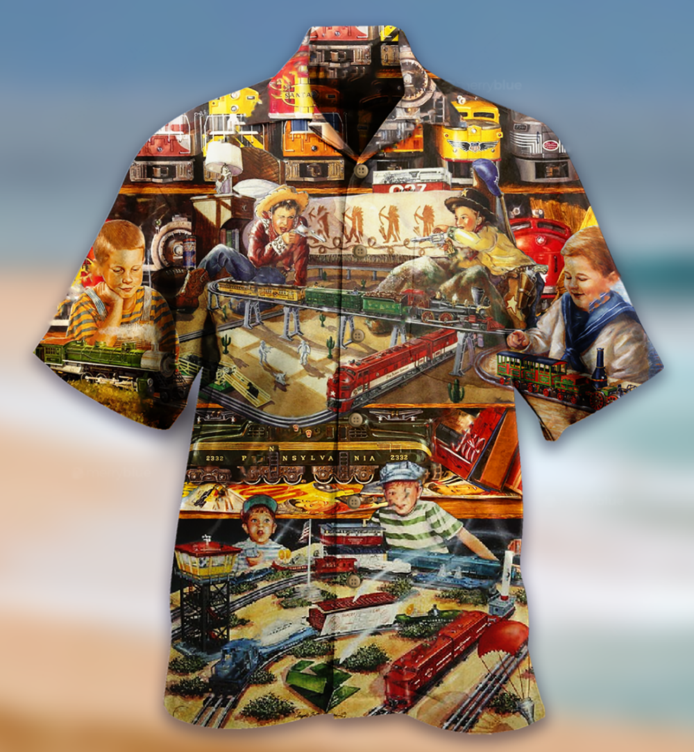 Train Toys Amazing Vintage Style - Hawaiian Shirt - Owl Ohh - Owl Ohh