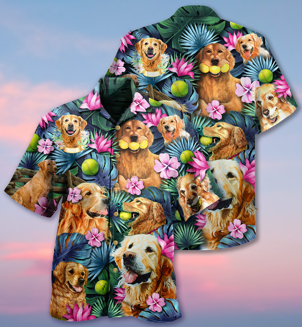 Golden Retriever Dog Lovely Hug A Golden - Hawaiian Shirt - Owl Ohh - Owl Ohh