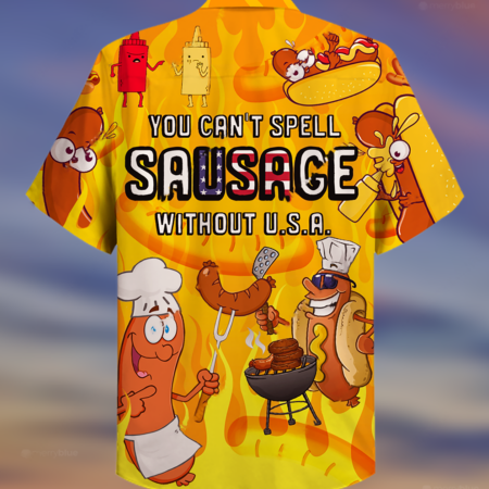 Food You Can't Spell Sausage Without USA Funny - Hawaiian Shirt - Owl Ohh - Owl Ohh