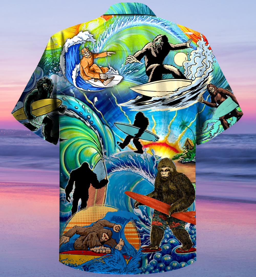 Bigfoot Loves Cool Surfing - Hawaiian Shirt - Owl Ohh - Owl Ohh