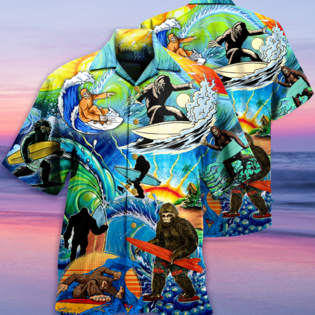 Bigfoot Loves Cool Surfing - Hawaiian Shirt - Owl Ohh - Owl Ohh