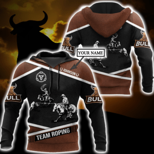 Personalized Name Bull Riding Hoodie Printed Unisex Shirts Black Team Roping