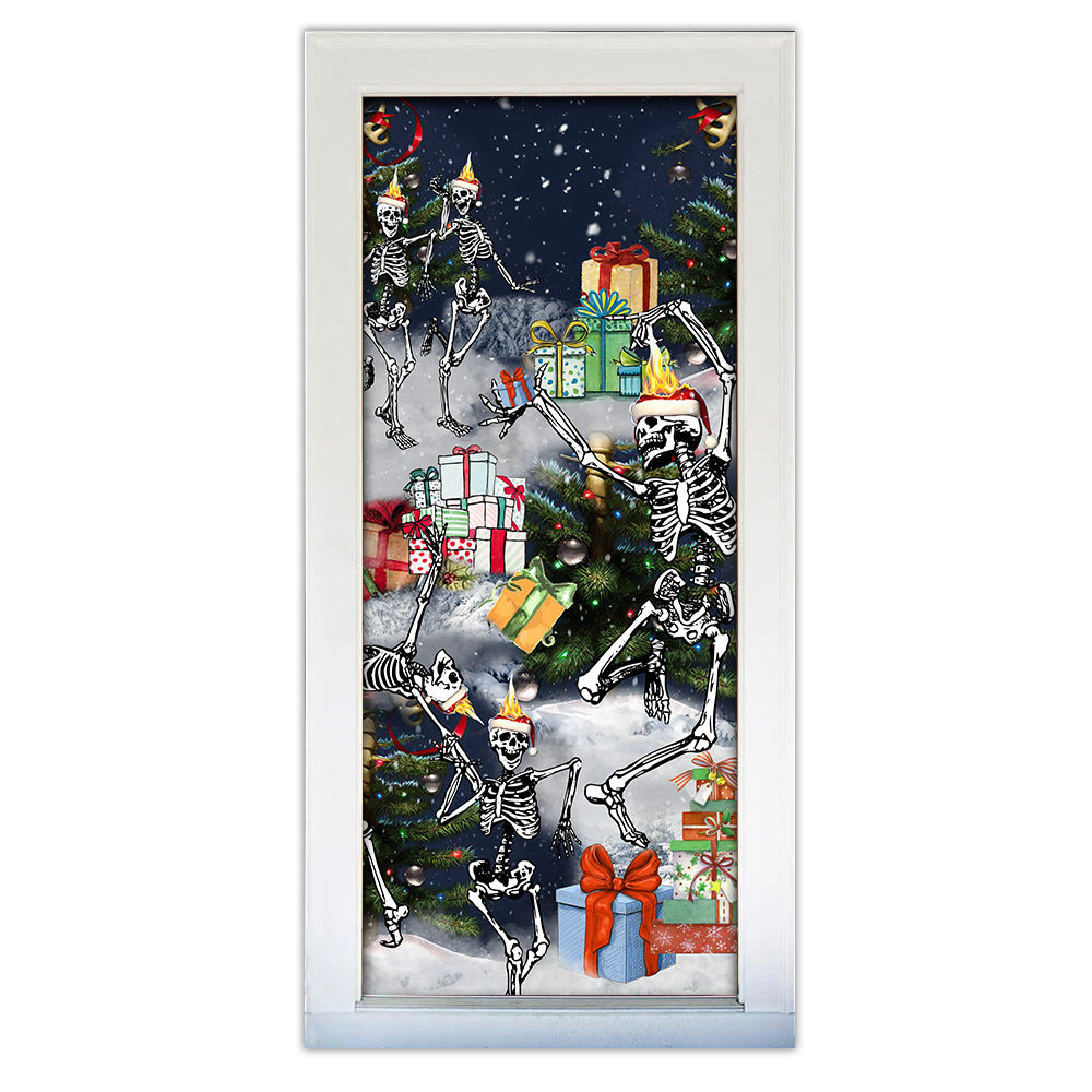 Skull Dancing With Christmas - Door Cover - Owl Ohh - Owl Ohh