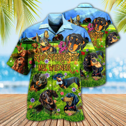 Dachshund Dog Stop Staring At My Wiener - Hawaiian Shirt - Owl Ohh - Owl Ohh
