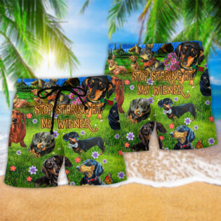 Dachshund Dog Stop Staring At My Wiener Dachshund - Beach Short - Owl Ohh - Owl Ohh