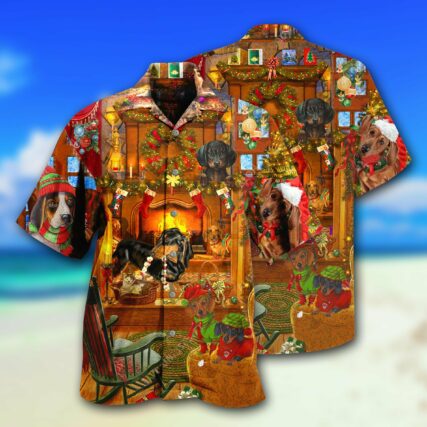 Dachshund Dogs Love Home Love Christmas - Hawaiian Shirt - Owl Ohh - Owl Ohh