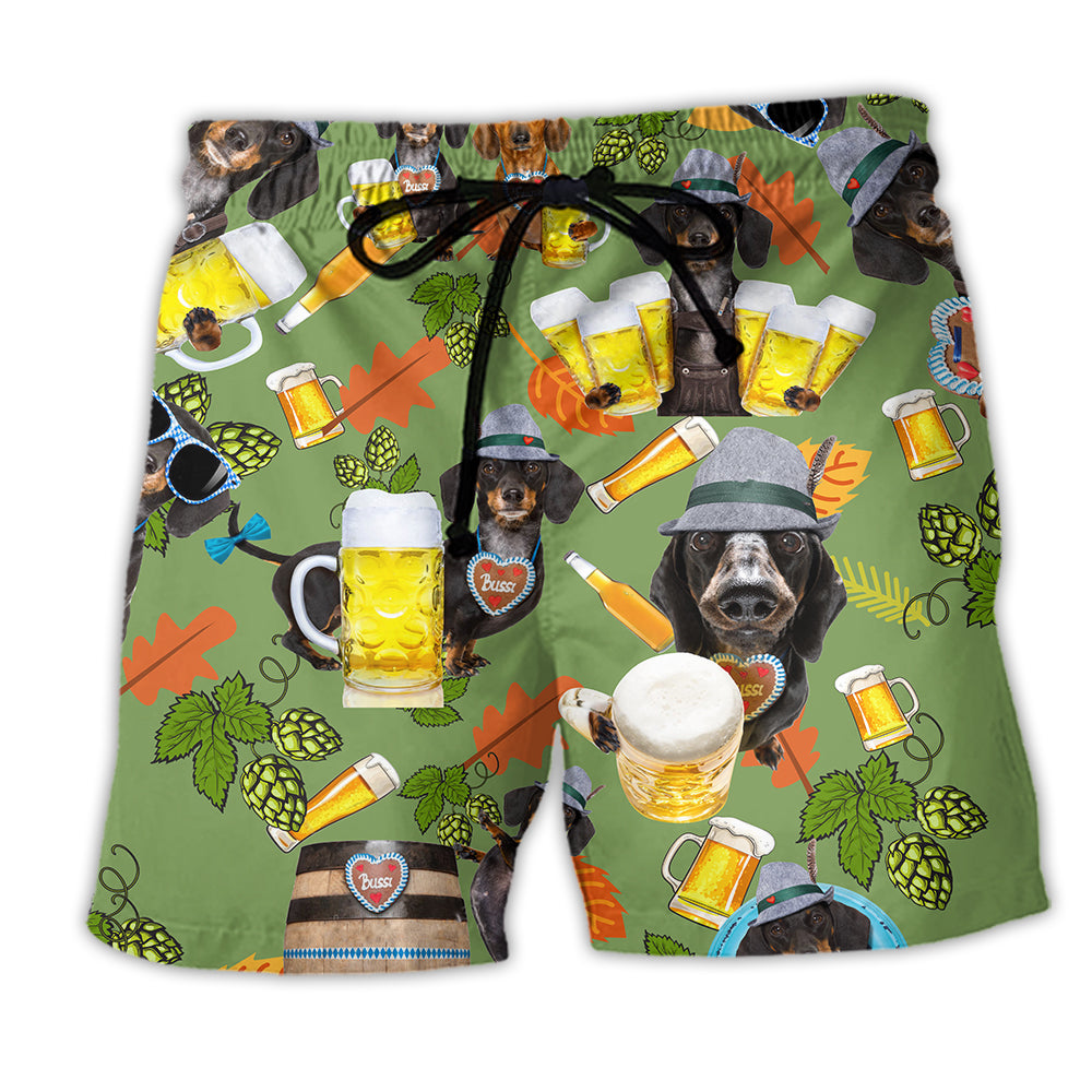 Dachshund Drinking Beer Cool Style - Beach Short - Owl Ohh - Owl Ohh