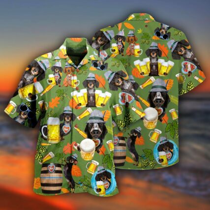 Beer Dachshund Drinking Beer - Hawaiian Shirt - Owl Ohh - Owl Ohh