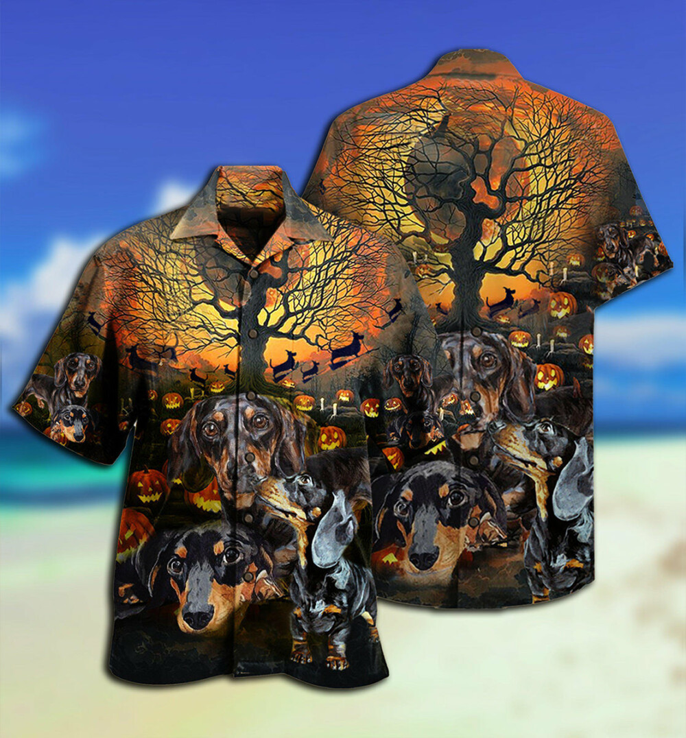 Dachshund Halloween Night Pumpkin - Hawaiian Shirt - Owl Ohh - Owl Ohh
