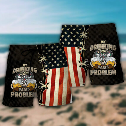 Darts Independence Day My Drinking Team - Beach Short - Owl Ohh - Owl Ohh