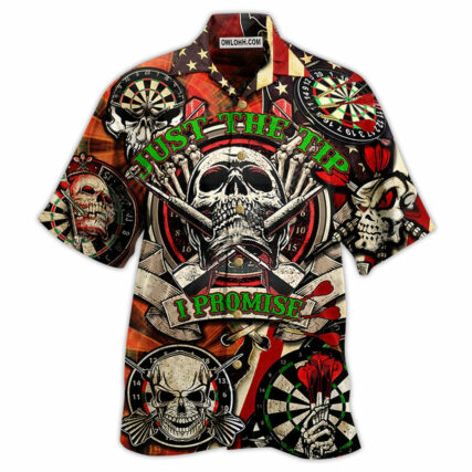 Darts Just The Tip I Promise Skull - Hawaiian Shirt - Owl Ohh - Owl Ohh