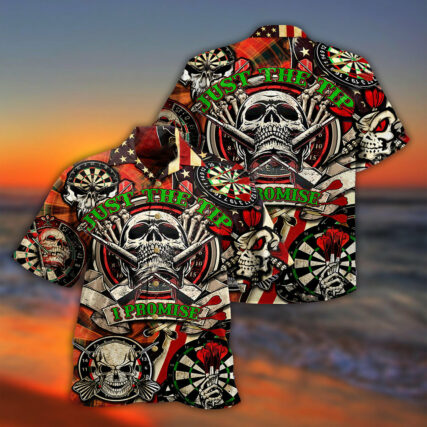 Darts Just The Tip I Promise Skull - Hawaiian Shirt - Owl Ohh - Owl Ohh