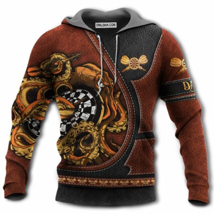 Darts Octopus Leather Style - Hoodie - Owl Ohh - Owl Ohh