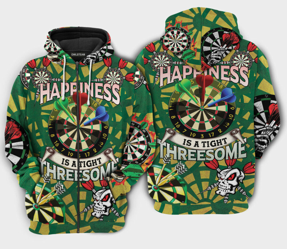 Darts Happiness Is A Tight Threesome - Hoodie - HOOD05NVC180921